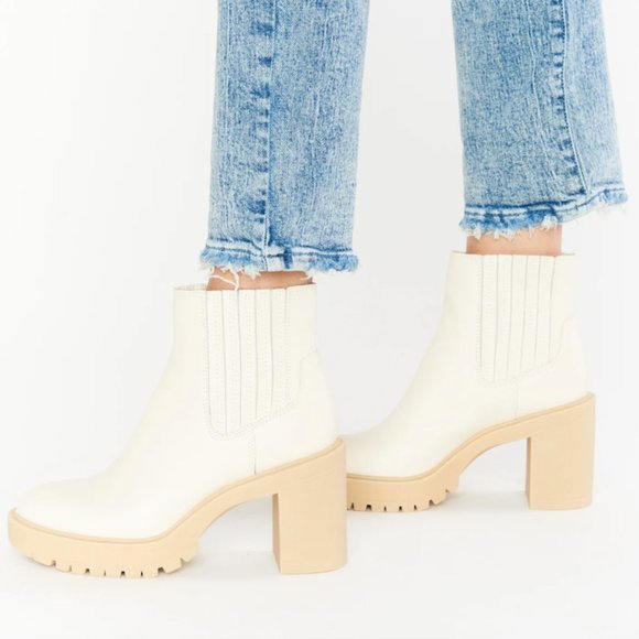 Dolce Vita Shoes - Dolce Vita Caster H2O Waterproof Block Heel Bootie - Ivory - Women's Size 8.5